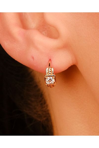 Lekka Design Women's Jewelry Non-Tarnish Steel Luxury Square Zircon Stone Combination Hoop Earrings