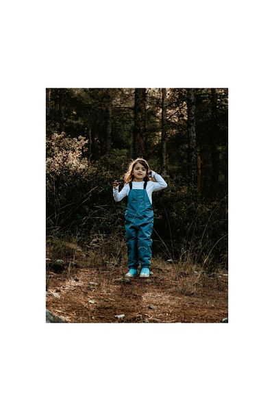 Tiny Jungle Elf Blue Fleece Inserted and Removable Rain Coverall
