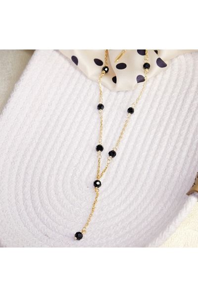 Lekka Design Black Dangle Bead Non-Tarnish Luxury Women's Necklace