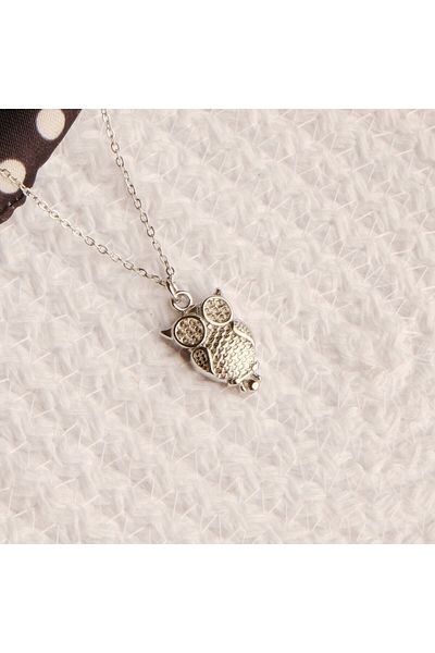 Lekka Design Silver Colored Anti-Tarnish Steel Women's Owl Necklace