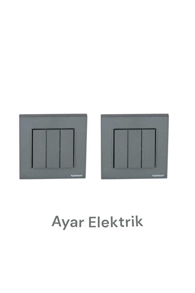 Netelsan Byobu Füme Üçlü Anahtar Çerçeveli 2 Adet