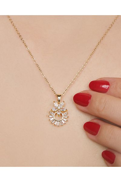 Lekka Design Women's Non-Tarnish Steel Jewelry Zircon Stone Clover Daisy Necklace