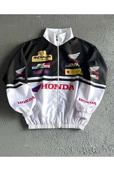 Lushen Unisex Paraşüt Kumaş Oversize Baskılı Siyah Rüzgarlık Yağmurluk