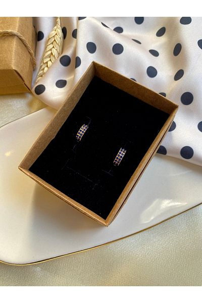 Lekka Design Navy Blue Mini Jewelled Women's Hoop Earrings