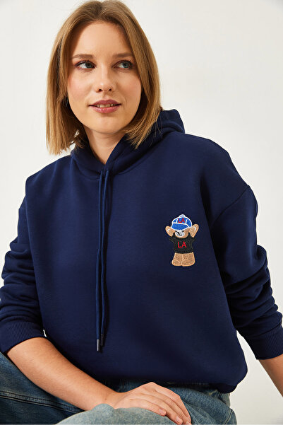 Bianco Lucci Damen-Sweatshirt mit Kapuze und drei Fäden 60351294