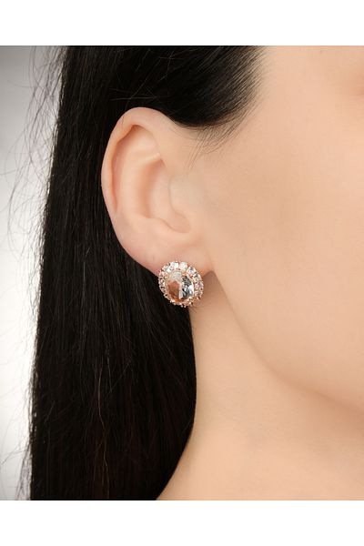 Lekka Design Women's Non-Tarnish Steel Luxury Jewelry Oval Zircon Stone Evening Dress Earrings