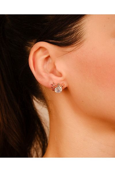 Lekka Design Women's Jewelry Non-Tarnish Steel Luxury Blue Stone Spider Earrings