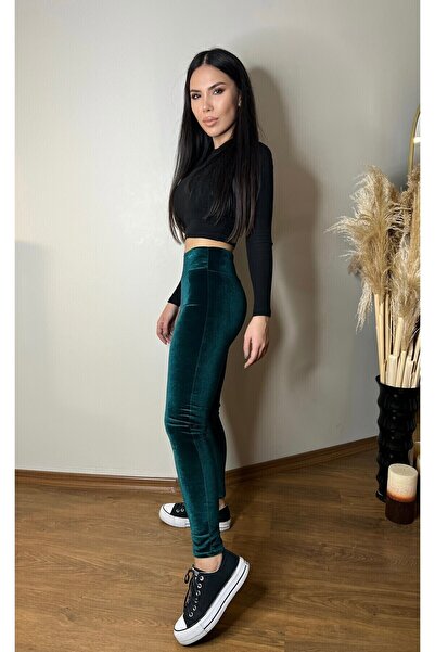 Güneş Fransız Kadife Yüksek Bel Kadın Tayt (YÜKSEK KALİTE, UYGUN FİYAT) (HİGH...