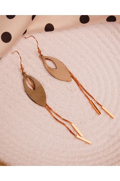 Lekka Design Dangle Chain Black Drop Steel Women's Rose Earrings