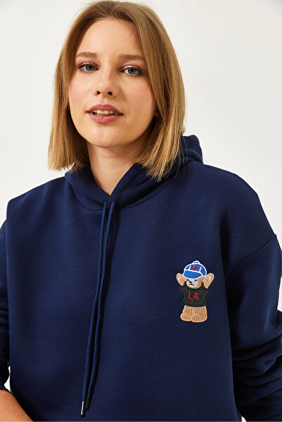 Bianco Lucci Damen-Sweatshirt mit Kapuze und drei Fäden 60351294