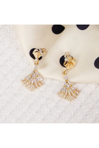 Lekka Design Women's Non-Tarnish Steel Luxury Triangle Jewelled Dangle Earrings Jewelry Accessory