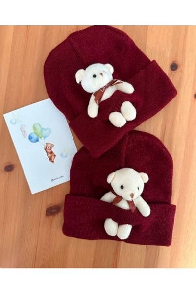 KdrElektronik Winter Hat with Teddy Bear 1-3 Years Soft Winter Beanie Baby Kids Beanie