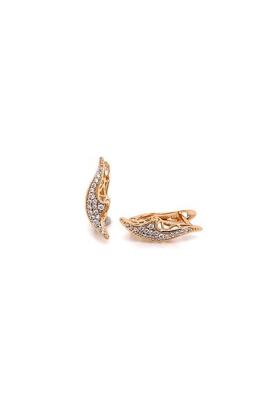Lekka Design Stone Detailed Women's Steel Moon Earrings