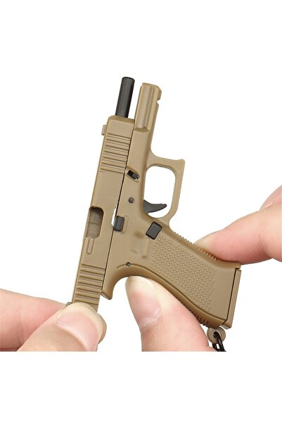 Choice1 Brown Tactical Pistol Shape Men's Keychain Mini Portable Decorati Det...