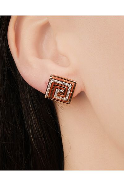 Lekka Design Women's Non-Tarnish Steel Luxury Jewelry Zircon Stone Square Earrings