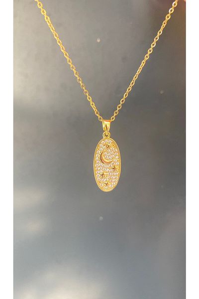 Lekka Design VIP Series Steel Women's Moon Star Medallion Necklace