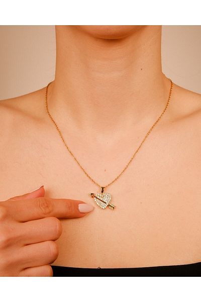 Lekka Design Women's Non-Tarnish Steel Jewelry Eros Heart Necklace