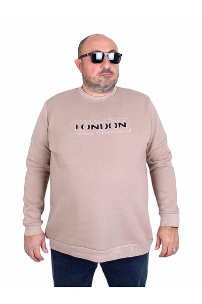 MocGrande Ανδρικό φούτερ μεγάλου μεγέθους - 3ip London 24208 CAMEL, μηδενικός λαιμός