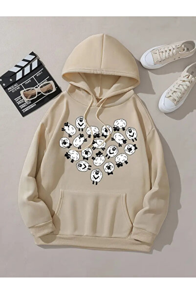 GALASHOP سويت شيرت بقلنسوة مطبوع عليه خروف جرافيك