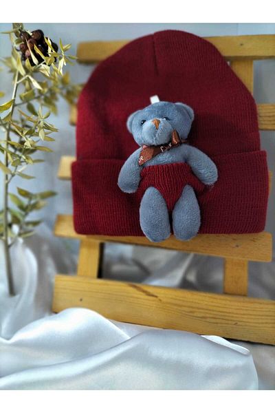 KdrElektronik Winter Hat with Teddy Bear 1-3 Years Soft Winter Beanie Baby Kids Beanie