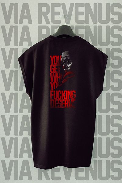 Vordevia Joker Printed 100% Cotton Zero Sleeve Sports Tshirt