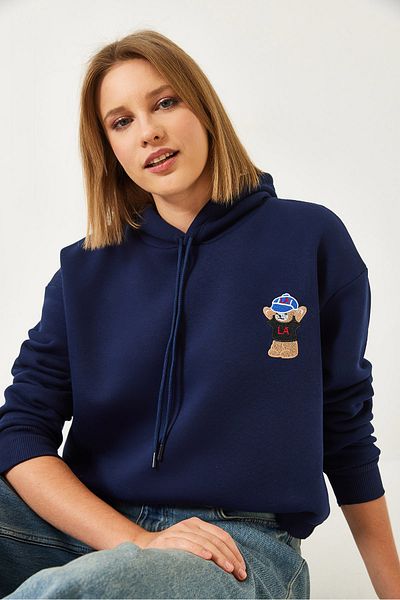 Bianco Lucci Damska bluza z kapturem i trzema nitkami Raster 60351294