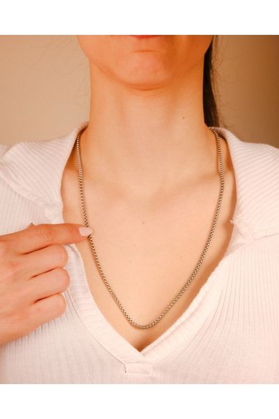 Lekka Design Men's Jewelry Non-Tarnish Steel Silver Color Chain Necklace