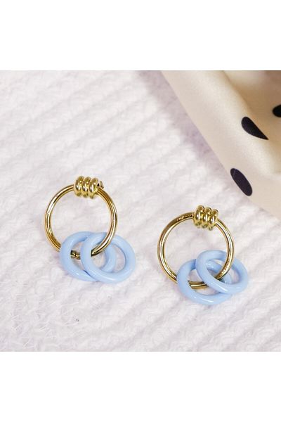 Lekka Design VIP Series Steel Women's Blue Hoop Hoop Earrings
