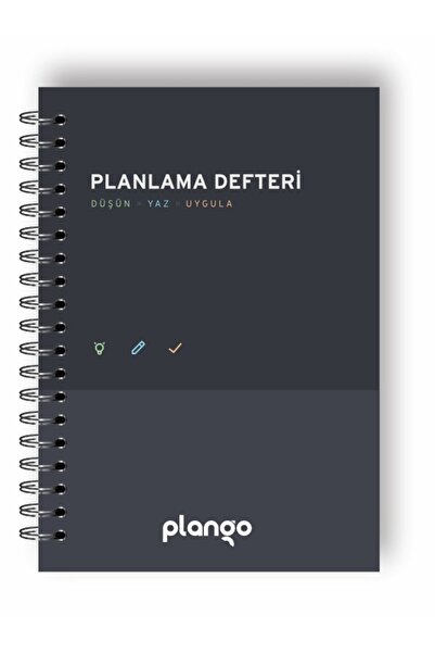 Plango Siyah - Gri Günlük Planlayıcı Defter - Daily Planner - Ders Çalışma Pl...