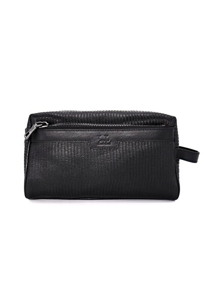 Lux Leder طقم حقيبة سفر/حلاقة من الجلد الطبيعي بطباعة Lizard