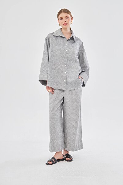 Bej Fine Factory Anthracite Linen Trousers - Elastic Waist and Kirçil