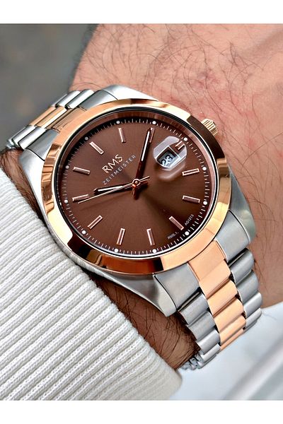 Romanson 5 Atm Waterproof Special Design Men's Wristwatch - Steel Cord and Steel Case