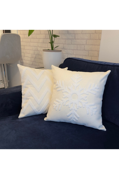 lubimi home وسادة رمي ندفة الثلج بلون كريمي