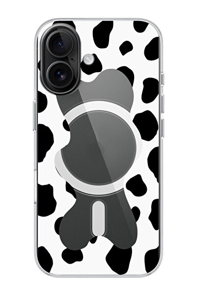 shoptocase iPhone 16 Uyumlu Dalmaçya Desenli MagSafe Şeffaf Silikon Telefon K...