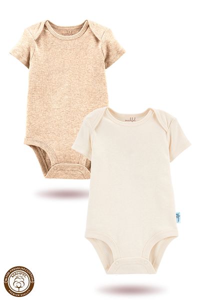 MAHFEL 2-Piece 100% Cotton Organic Printed Snap Fastener Baby Bodysuit
