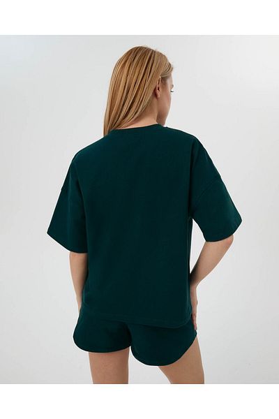 Ayma Active Dark Green Short Sleeve Crew Neck Thick Sweatshirt T-Shirt