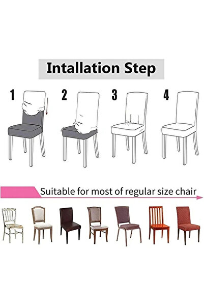 MADAME BELLA 1 Adet Bürümcük Etekli Likralı Esnek Yıkanabilir Sandalye Kılıfı,45x45x60 Ölçüde Sandalye Örtüsü