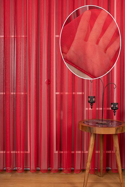 ervin New Year's Custom Red Greek Tulle Curtain - Honeycomb Backdrop, Regular Pleated
