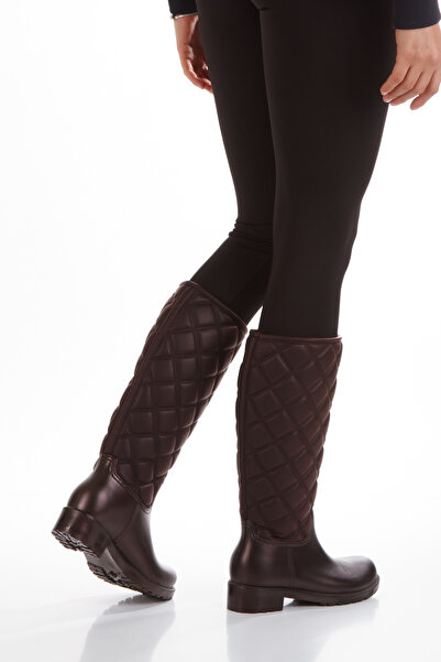 elvinshoes kahverengi kadın yağmur çizme