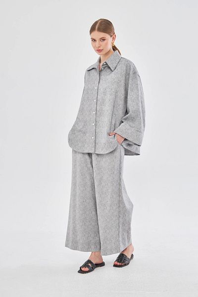 Bej Fine Factory Anthracite Linen Trousers - Elastic Waist and Kirçil