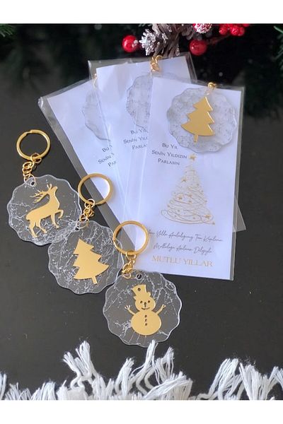 Masalsı Concept Christmas Ornament Christmas Gift 6 Pieces Let Your Star Shine This Year New Year Gift Keychain