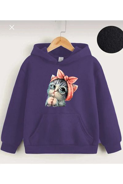 Jolijoy Cat Printed Sweet Hooded Sweatshirt