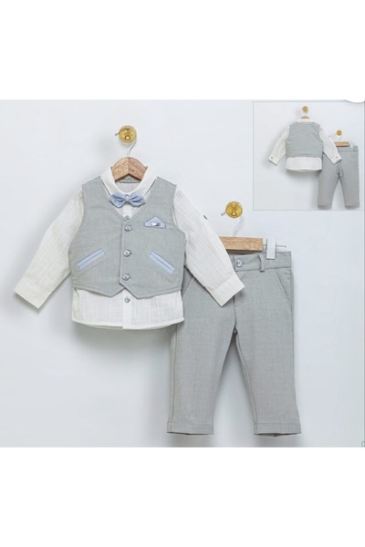Butik Babydoıla Papyon Yelek Gömlek Pantolon Çocuk Takım Elbise 4'lü Set