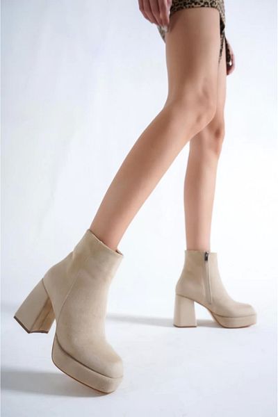 ayakuydur Women's Mink Color Heeled Boots