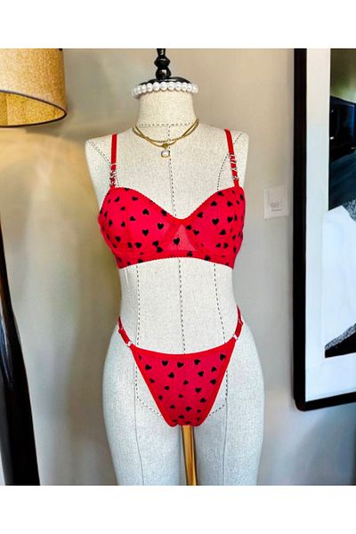 SİLVER MİRROR Love Detailed Heart Bra Set