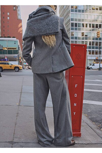 MANGO Woman Yün karışımlı kumaş pantolon