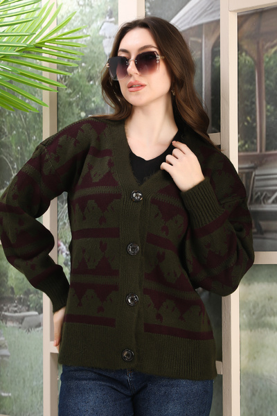 Kayaka triko Oversize Soft Knitted Detail Buttoned Knitted Sweater Cardigan