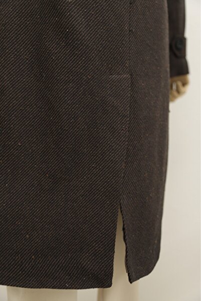 Modamorfo Brown Coat with Bolero Detail and Belt