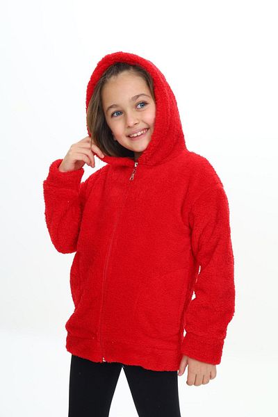 My Kids Wear Palton pentru copii de pluș cu fermoar cu glugă