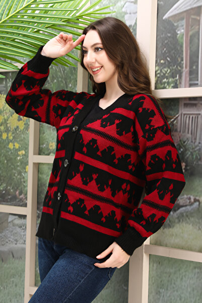 Kayaka triko Oversize Soft Knitted Detail Buttoned Knitted Sweater Cardigan